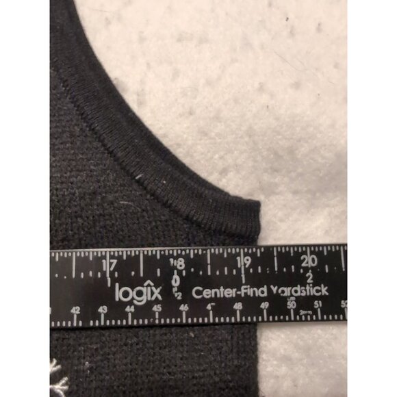 Croft & Barrow Vintage Ugly Christmas Black Vest Womans Size M Snowman Family - Picture 7 of 8